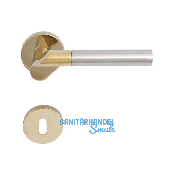 SOLIDO Dr�ckergarnitur SEVILLA - auf Rosette BB, messingf�rbig PVD/nickel matt