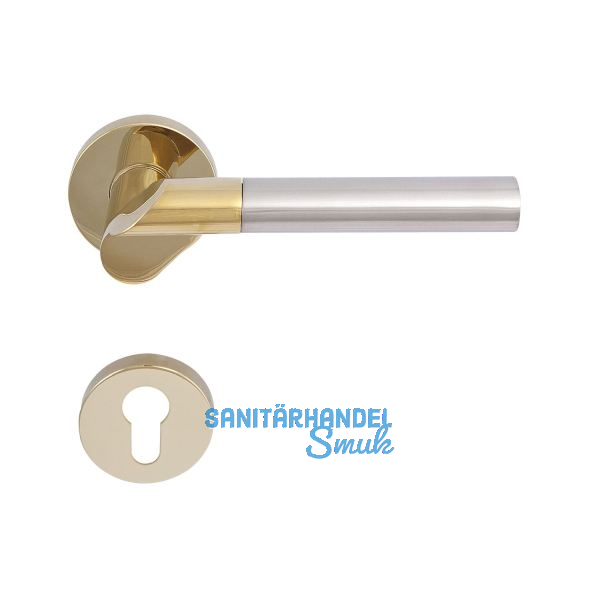 SOLIDO Dr�ckergarnitur SEVILLA - auf Rosette PZ, messingf�rbig PVD/nickel matt