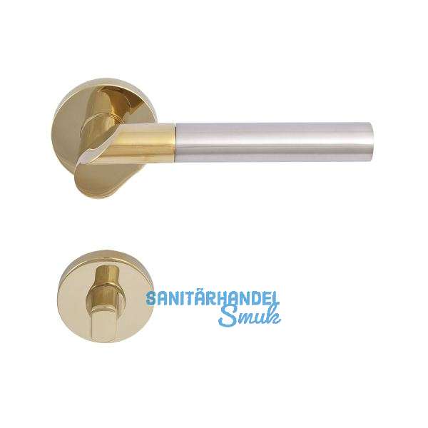 SOLIDO Dr�ckergarnitur SEVILLA - auf Rosette WC, messingf�rbig PVD/nickel matt