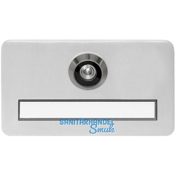 SOLIDO Namensschild m. T�rgucker S, 120x70x6, Linse 170�, silber eloxiert