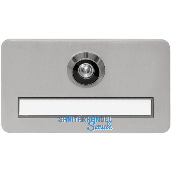 SOLIDO Namensschild m. T�rgucker S, 120x70x6, Linse 170�, Edelstahl matt