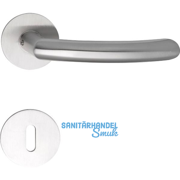 SOLIDO Dr�ckergarnitur HELSINKI - auf Flachrosette, rund BB, Edelstahl matt