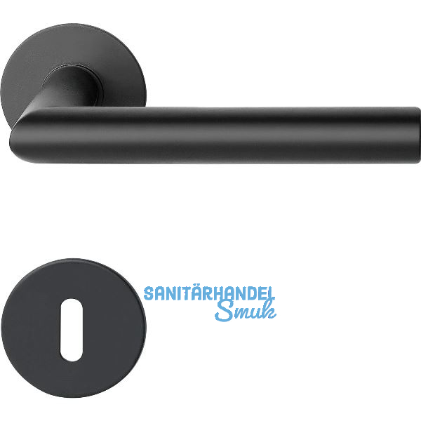 SOLIDO Dr�ckergarnitur NORWEGEN - auf Flachrosette BB, rund, Edelstahl schwarz