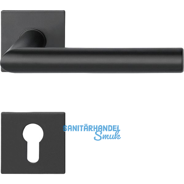 SOLIDO Dr�ckergarnitur NORWEGEN - auf Flachrosette PZ, eckig, Edelstahl schwarz