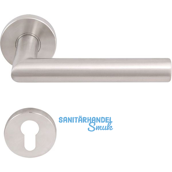 SOLIDO Dr�ckergarnitur NORWEGEN DIN - auf Rosette PZ, 38 - 45, Edelstahl matt