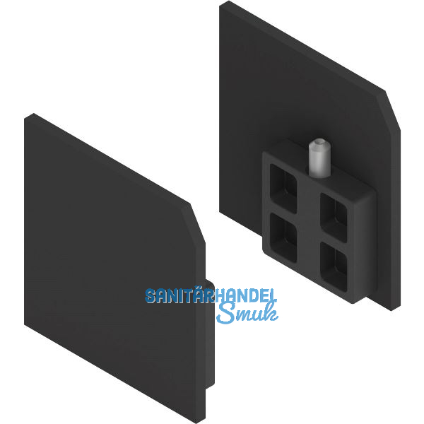 SOLIDO 100 Abdeckkappen-Set zu Wand-Montageprofil schwarz matt