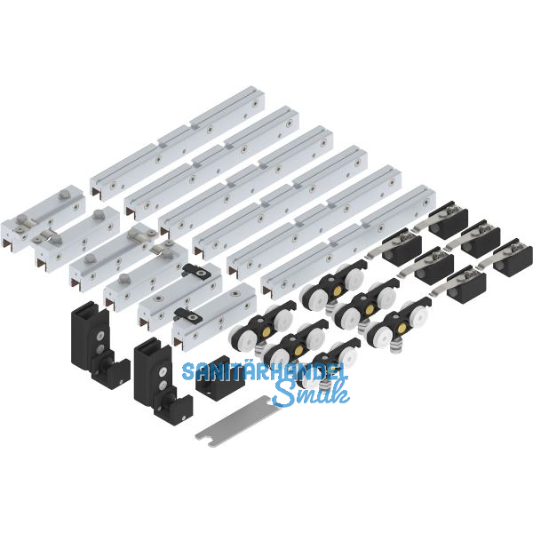 SOLIDO 100 Teleskopbeschlagset Glas 3-flg. ohne Laufschiene F�hrung schwarz