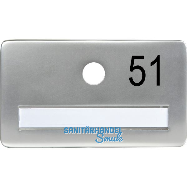SOLIDO Namensschild ohne Spion mit Gravur Nummer, 120x70 mm, Aluminium silber