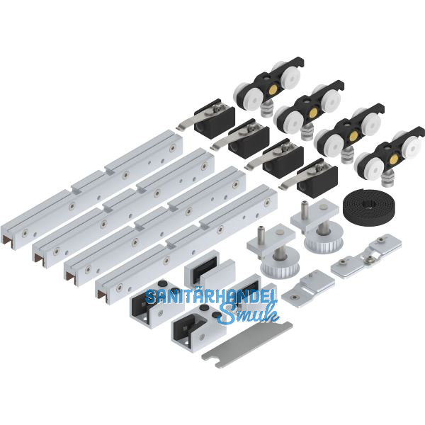 SOLIDO 100 Synchronbeschlagset Glas ESG/VSG 8-10,76 mm Bodenf�hrung silber