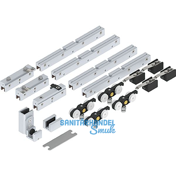 SOLIDO 100 Teleskopbeschlagset Glas 2-flg. ohne Laufschiene F�hrung silber