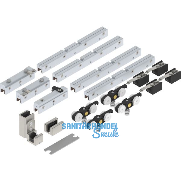 SOLIDO 100 Teleskopbeschlagset Glas 2-flg. ohne Laufschiene F�hrung Edelstahl