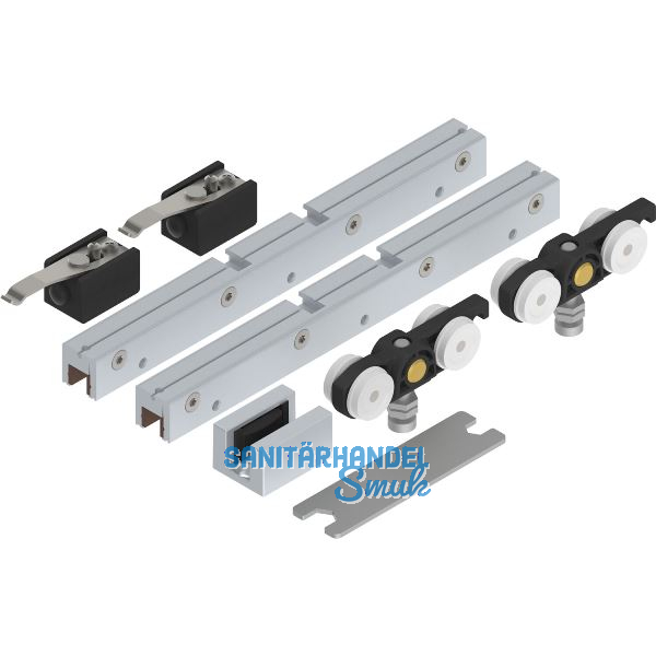 SOLIDO 100 Beschlagset Glas ohne Laufschiene Bodenf�hrung silber