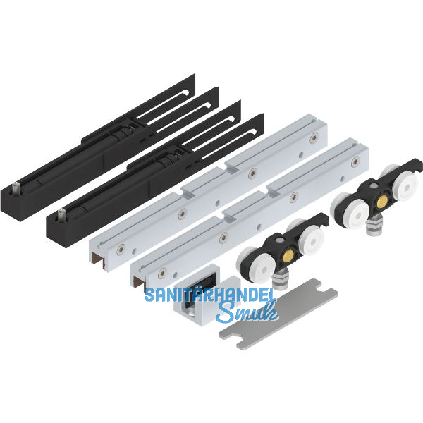 SOLIDO 100 Beschlagset Glas mit Einzugsd�mpfung Bodenf�hrung silber