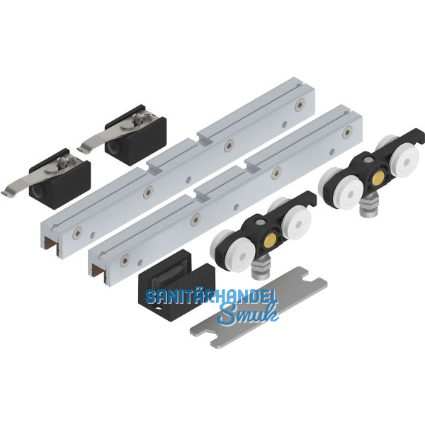 SOLIDO 100 Beschlagset Glas ohne Laufschiene Bodenf�hrung schwarz matt