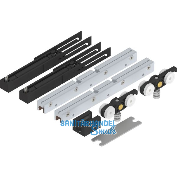 SOLIDO 100 Beschlagset Glas mit Einzugsd�mpfung Bodenf�hrung schwarz matt