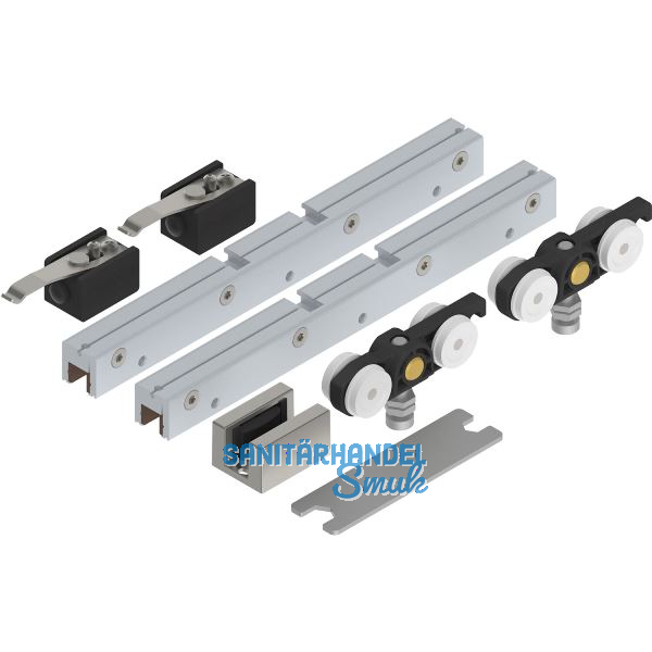 SOLIDO 100 Beschlagset Glas ohne Laufschiene Bodenf�hrung Edelstahl-Effekt