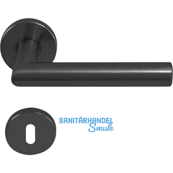 SOLIDO Dr�ckergarnitur NORWEGEN - auf Rosette BB, 38 - 45, Edelstahl schwarz