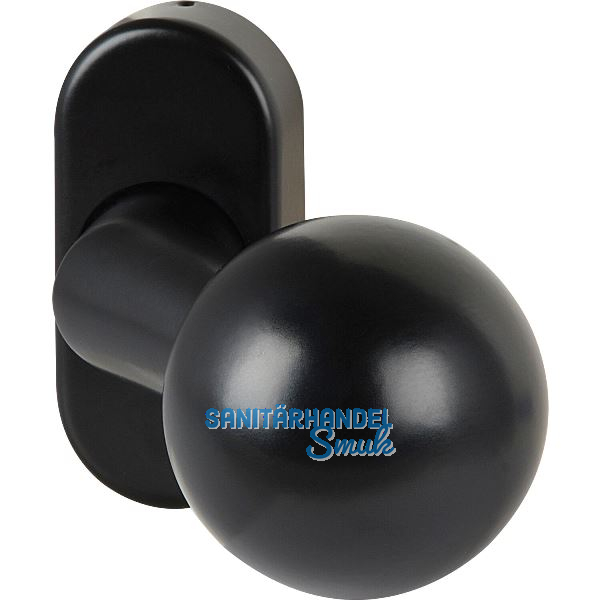 FSB T�rknopf 07 0846 auf Rosette, Gewinde M12, Aluminium tiefschwarz