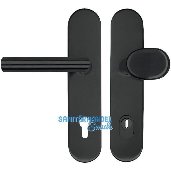 SH-Wechselgarnitur GEHRUNG -auf Schild PZ92, mit Kzs., Edelstahl schwarz