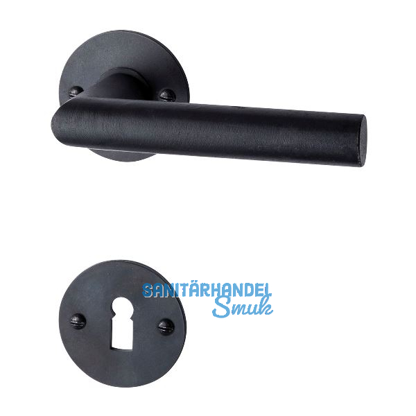 HALC� Dr�ckergarnitur DAVOS - auf runder Rosette BB, TS-50, Schwarzstahl