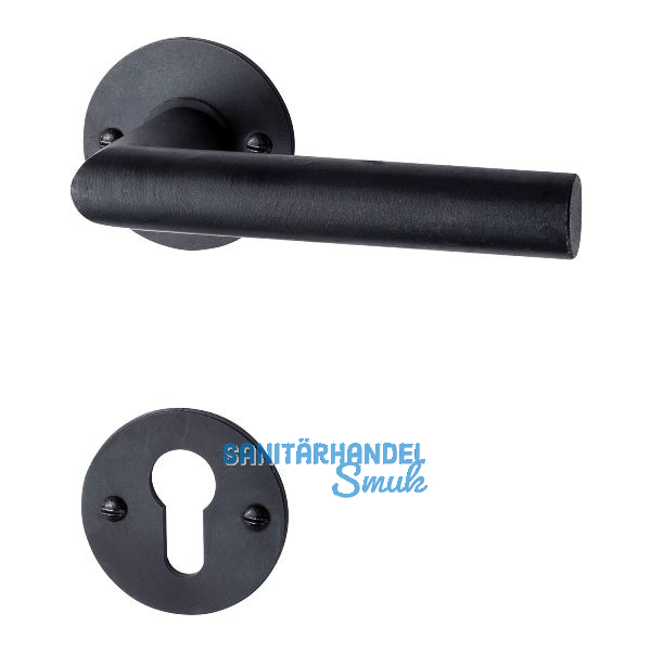 HALC� Dr�ckergarnitur DAVOS - auf runder Rosette PZ, TS-50, Schwarzstahl