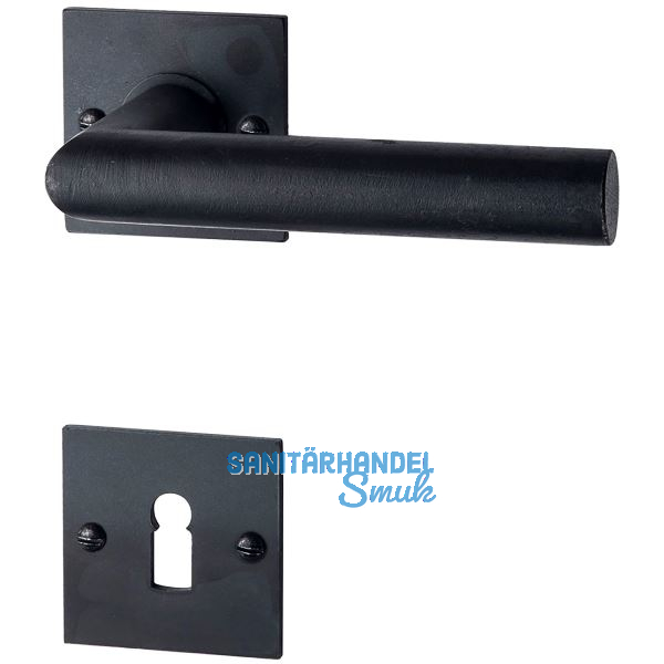 HALC� Dr�ckergarnitur DAVOS - auf eckiger Rosette BB, TS-50, Schwarzstahl