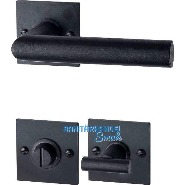 HALC� Dr�ckergarnitur DAVOS - auf eckiger Rosette WC, TS-50, Schwarzstahl