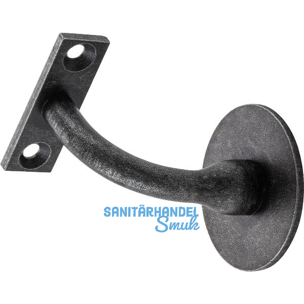 Handlauftr�ger rund mit Stockschraube, Wandabstand 78 mm, schwarz passiviert
