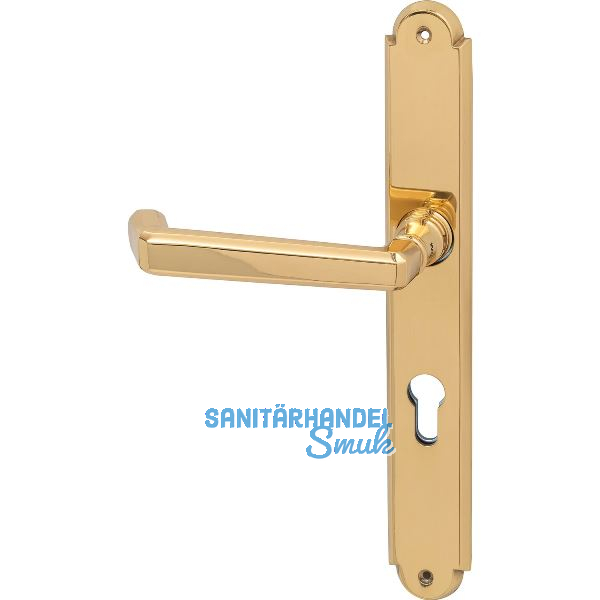 Feuerschutz Dr�ckergarnitur Alt Wien auf Langschild, PZ88, Messing poliert