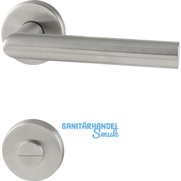 GRUNDMANN Dr�ckergarnitur L-Form auf Rosette, WC, Edelstahl matt