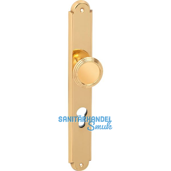 Feuerschutz Wechselgarnitur Alt Wien auf Langschild, PZ92,rechts,Messing poliert