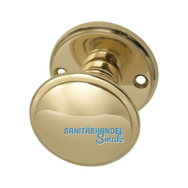 MARCHESI T�rknopf Flachform - auf Rosette (Facette), � 55 mm, Messing poliert