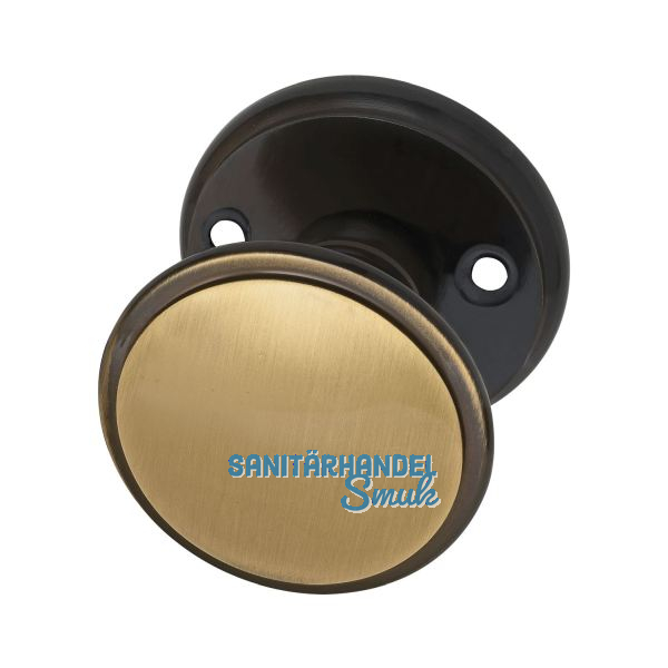 MARCHESI FH T�rknopf Flachform - auf Rosette (Facette), � 55 , Messing patiniert