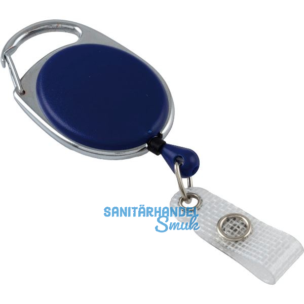 IDENTA Kartenjojo oval mit Karabinerhaken Nylonschnur L=800 mm blau