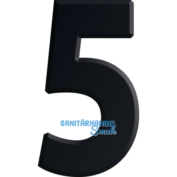 Ziffer selbstklebend, Type 5, H�he 30 mm, Aluminium schwarz eloxiert