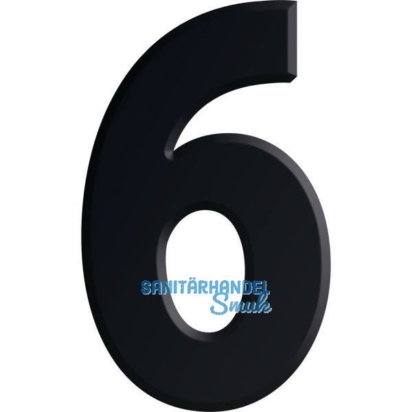 Ziffer selbstklebend, Type 6, H�he 30 mm, Aluminium schwarz eloxiert
