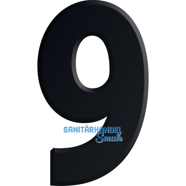 Ziffer selbstklebend, Type 9, H�he 30 mm, Aluminium schwarz eloxiert