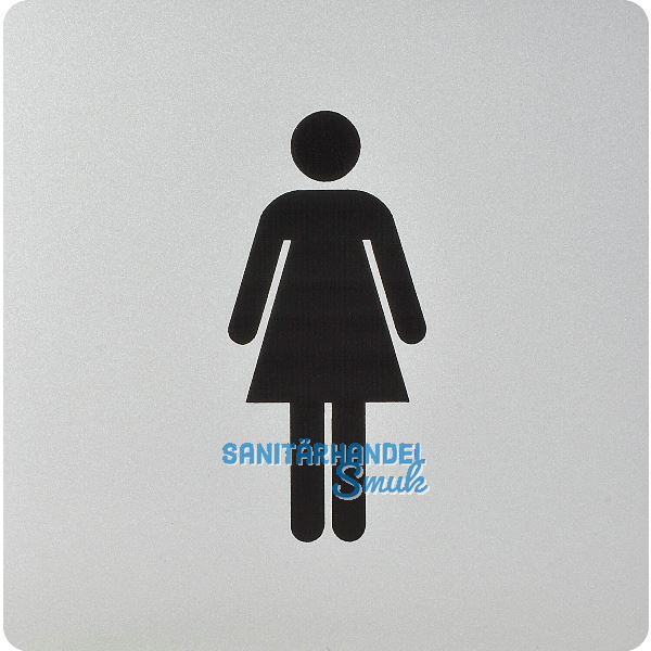 WC Symbol Frau selbstklebend, 100 x 100 mm, Kunststoff alufarbig