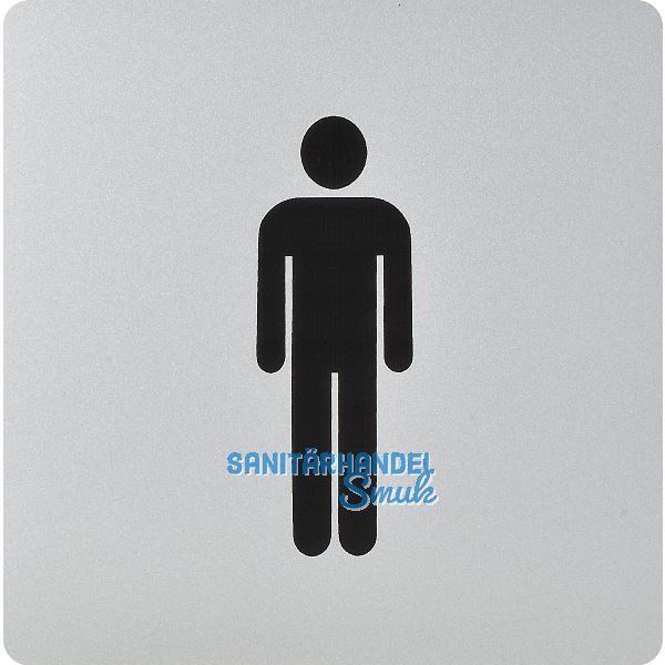 WC Symbol Mann selbstklebend, 100 x 100 mm, Kunststoff alufarbig