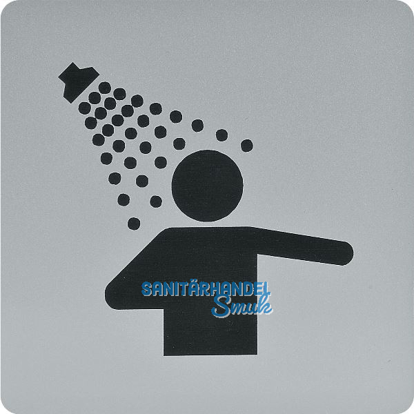 WC Symbol Duschraum selbstklebend, 100 x 100 mm, Kunststoff alufarbig