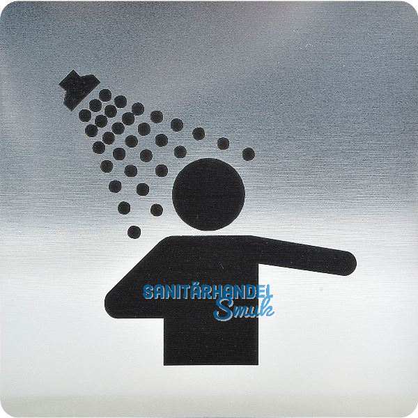WC Symbol Duschraum selbstklebend, 100 x 100 mm, Kunststoff Edelstahl-Effekt