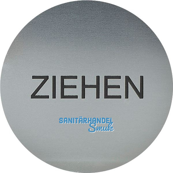 Hinweisschild ZIEHEN, Durchmesser 60 mm, Kunststoff Edelstahl-Effekt