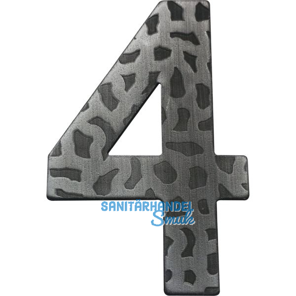 Hausnummer 4 - H�he 120 mm, Schmiedeeisen schwarz verzinkt