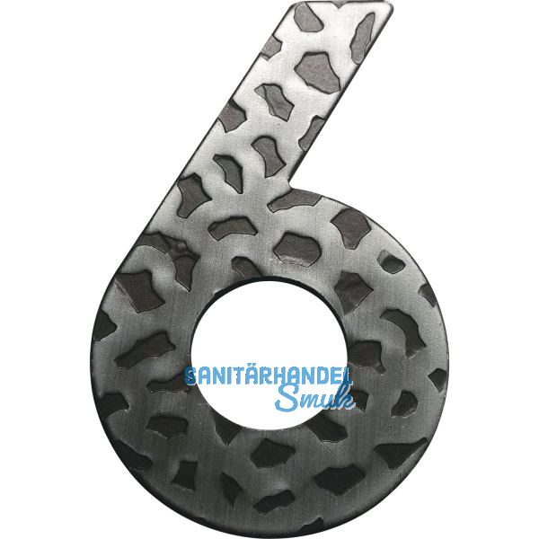Hausnummer 6 - H�he 120 mm, Schmiedeeisen schwarz verzinkt