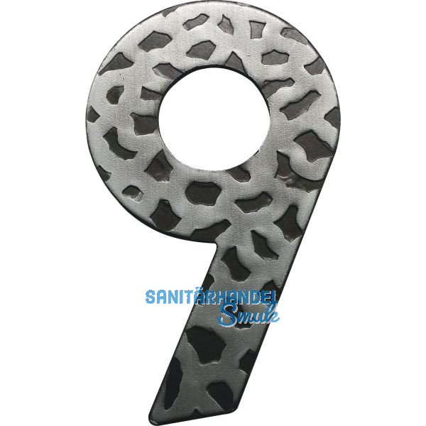 Hausnummer 9 - H�he 120 mm, Schmiedeeisen schwarz verzinkt