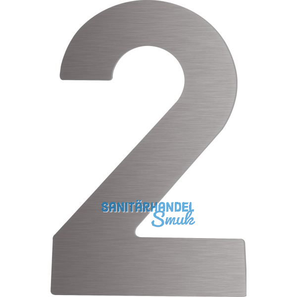 Hausnummer 2 - H�he 120 mm, mit 2 Gewindenocken M5, Edelstahl