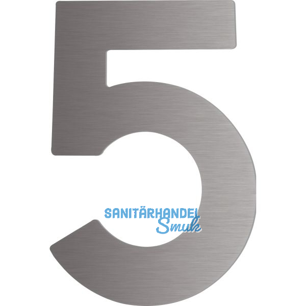Hausnummer 5 - H�he 120 mm, mit 2 Gewindenocken M5, Edelstahl