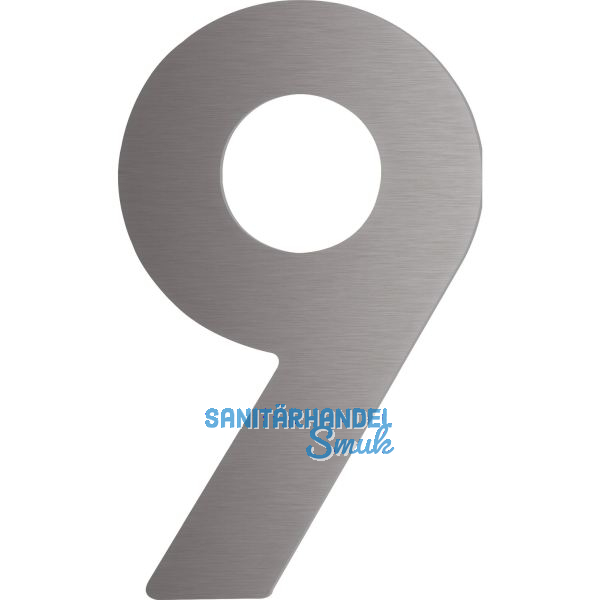 Hausnummer 9 - H�he 120 mm, mit 2 Gewindenocken M5, Edelstahl