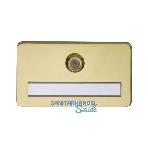 FH Namensschild m.T�rgucker, 120x70x6, Linse 170�,TS 35-46,Messing pol