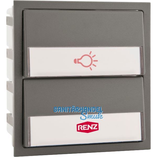 Tastenmodul f�r Renz-Frontplatte, m. 1 Licht- u. 1 Klingeltaster,Kunststoff grau